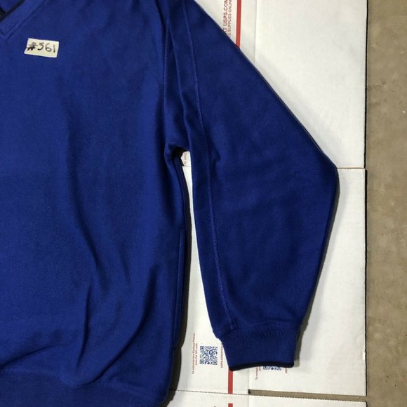 EBTEK Eddie Bauer Mens Vintage Golf Size M Fleece V-Neck Blue Sweater - Picture 3 of 6